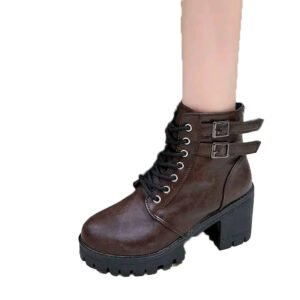 coffee brown ladies high heel boots